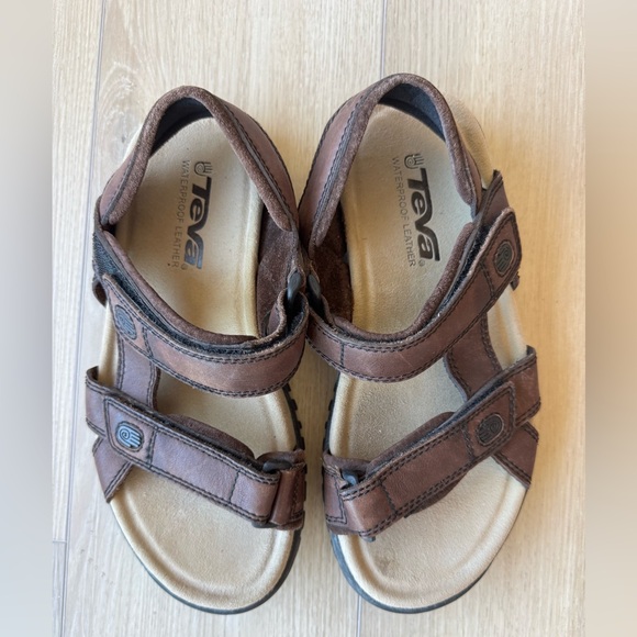 Teva Waterproof Leather Hiking Sandals Brown #6591 Men’s 8 EUC - Picture 2 of 14